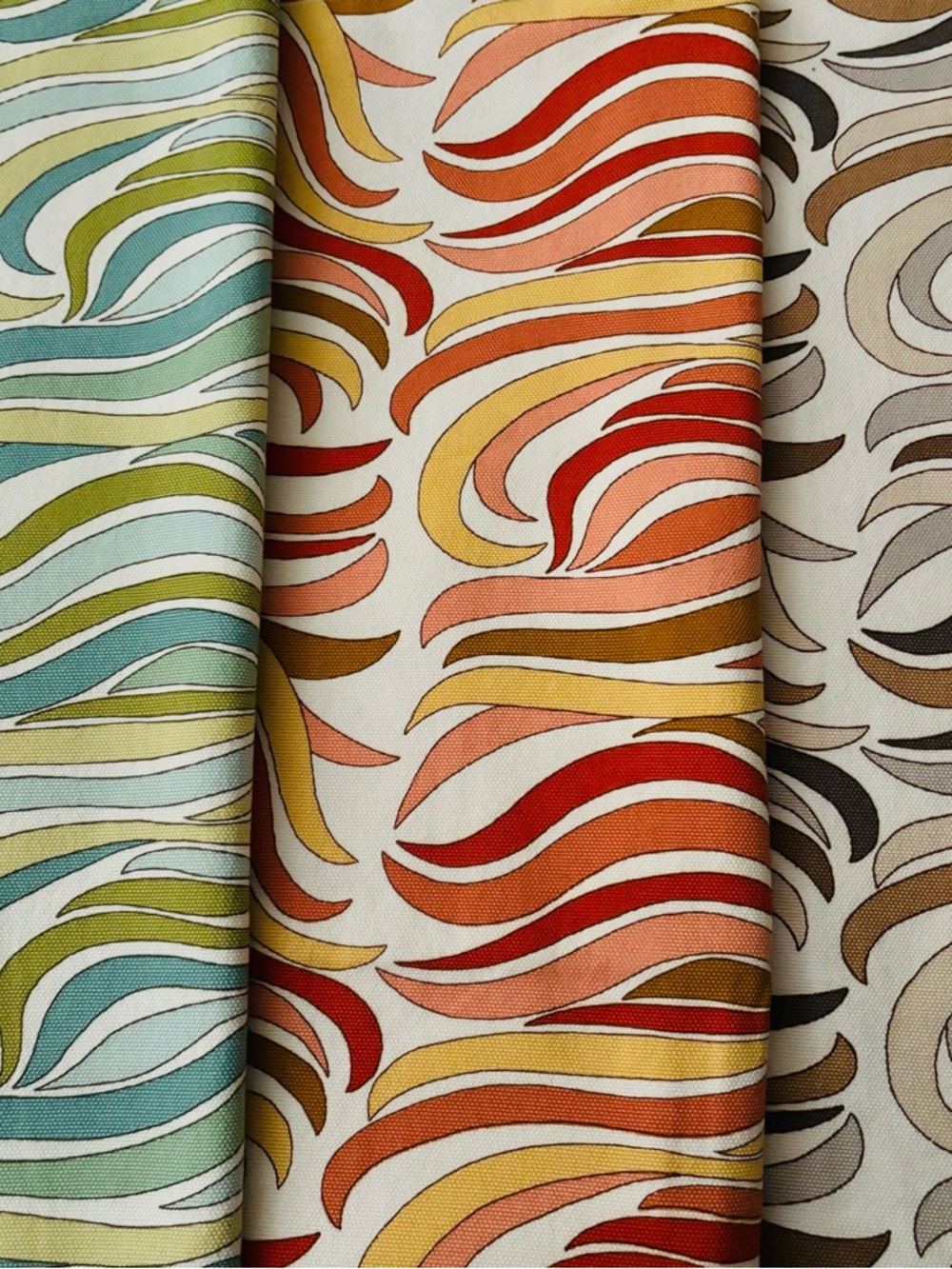 Wavy Bold ORANGE Upholstery Bedding Fabric